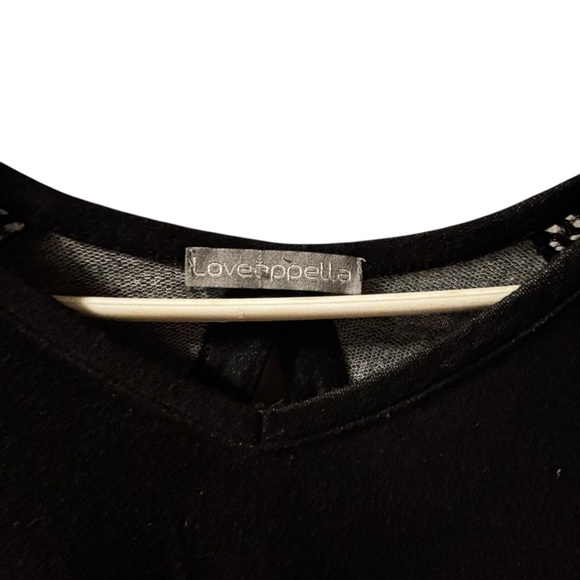 Loveappella Black Long Sleeve Blouse with Lace Detail - Picture 3 of 3